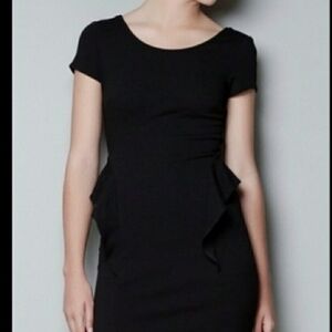 Zara Trafaluc Workplace Siren Fairy goth peplum black bodycon dress size Small